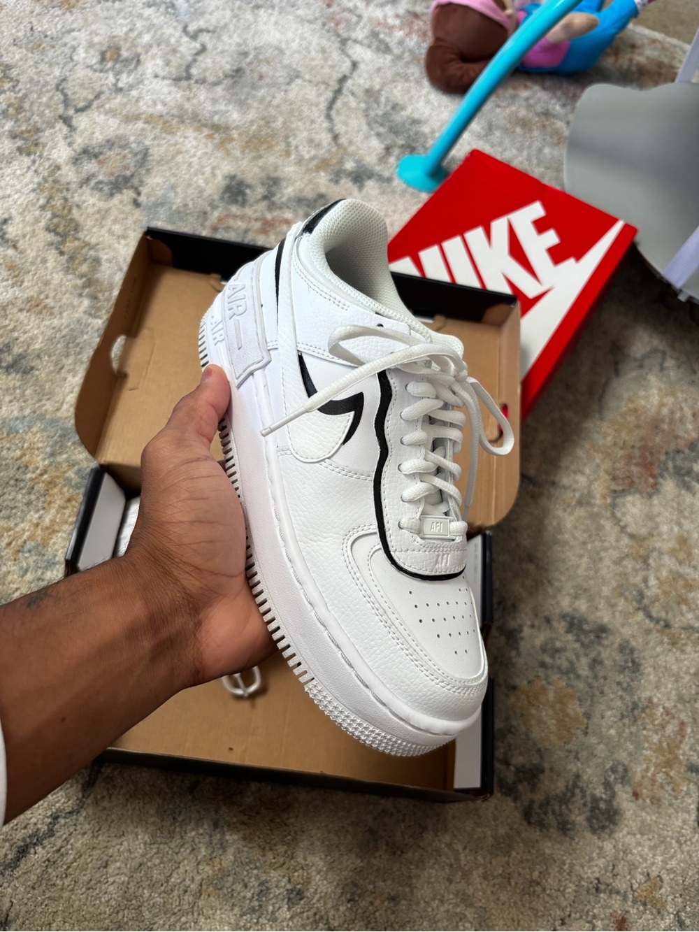 Nike White Leather Sneaker with Black Trim